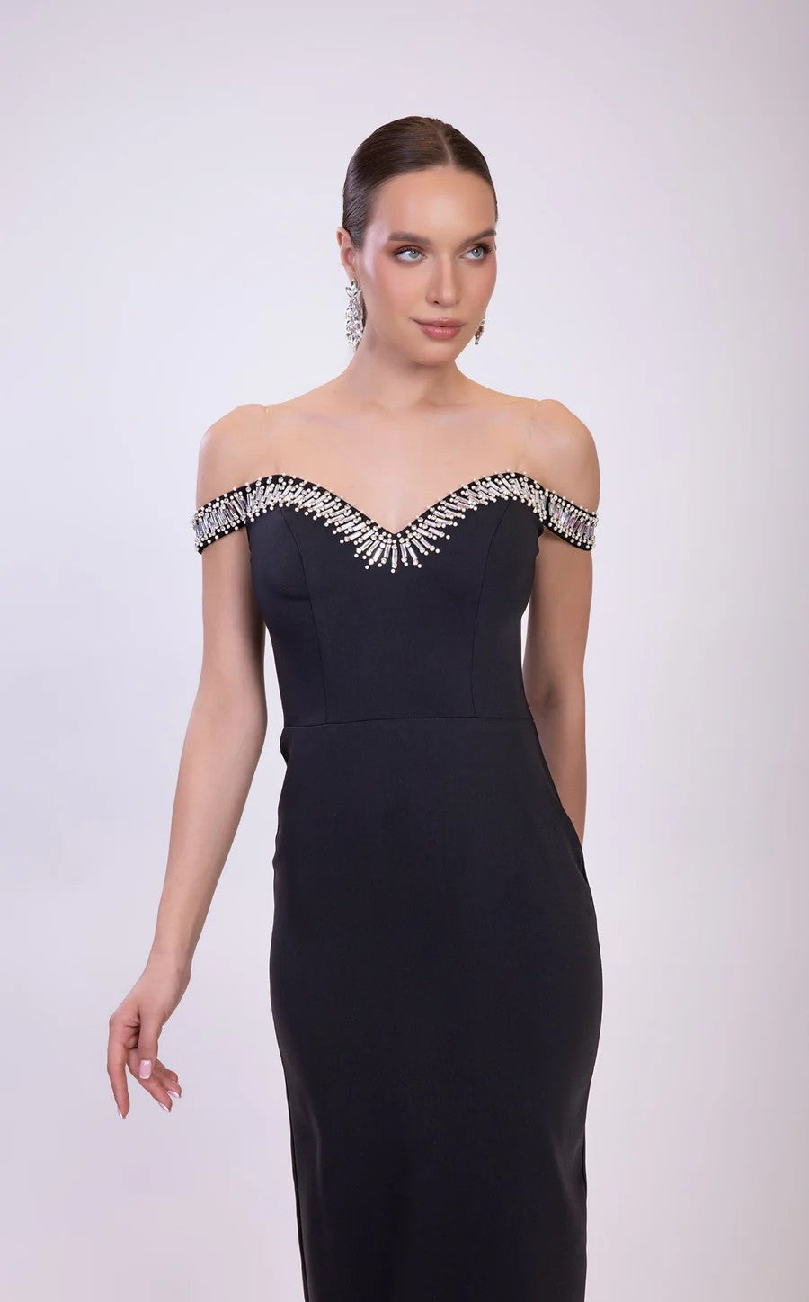 Odrella 7836 Long Evening Formal Beaded Prom Dress