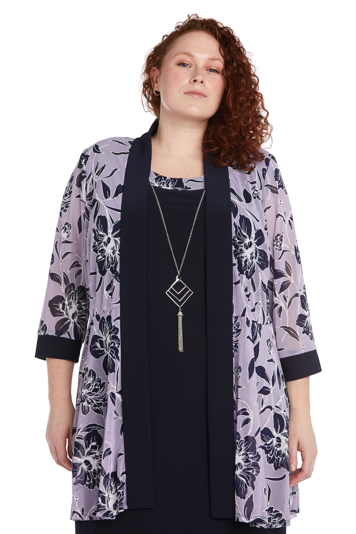 R&M Richards 7843W Plus Size Short Two Piece Printed Jacket Dress