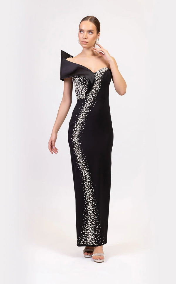 Odrella 7861 Fitted Long Formal Beaded Prom Dress