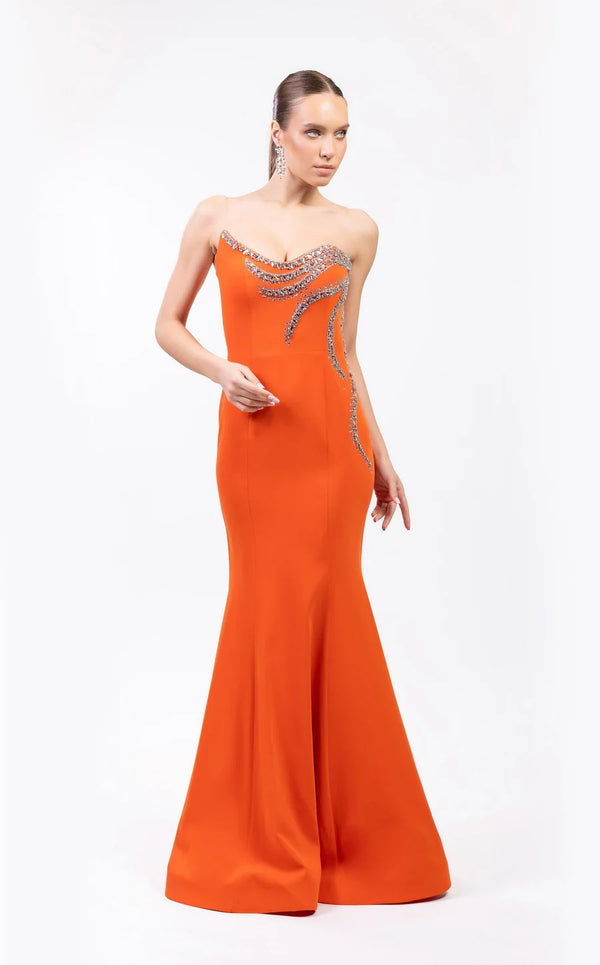 Odrella 7873 Long Mermaid Formal Beaded Prom Dress
