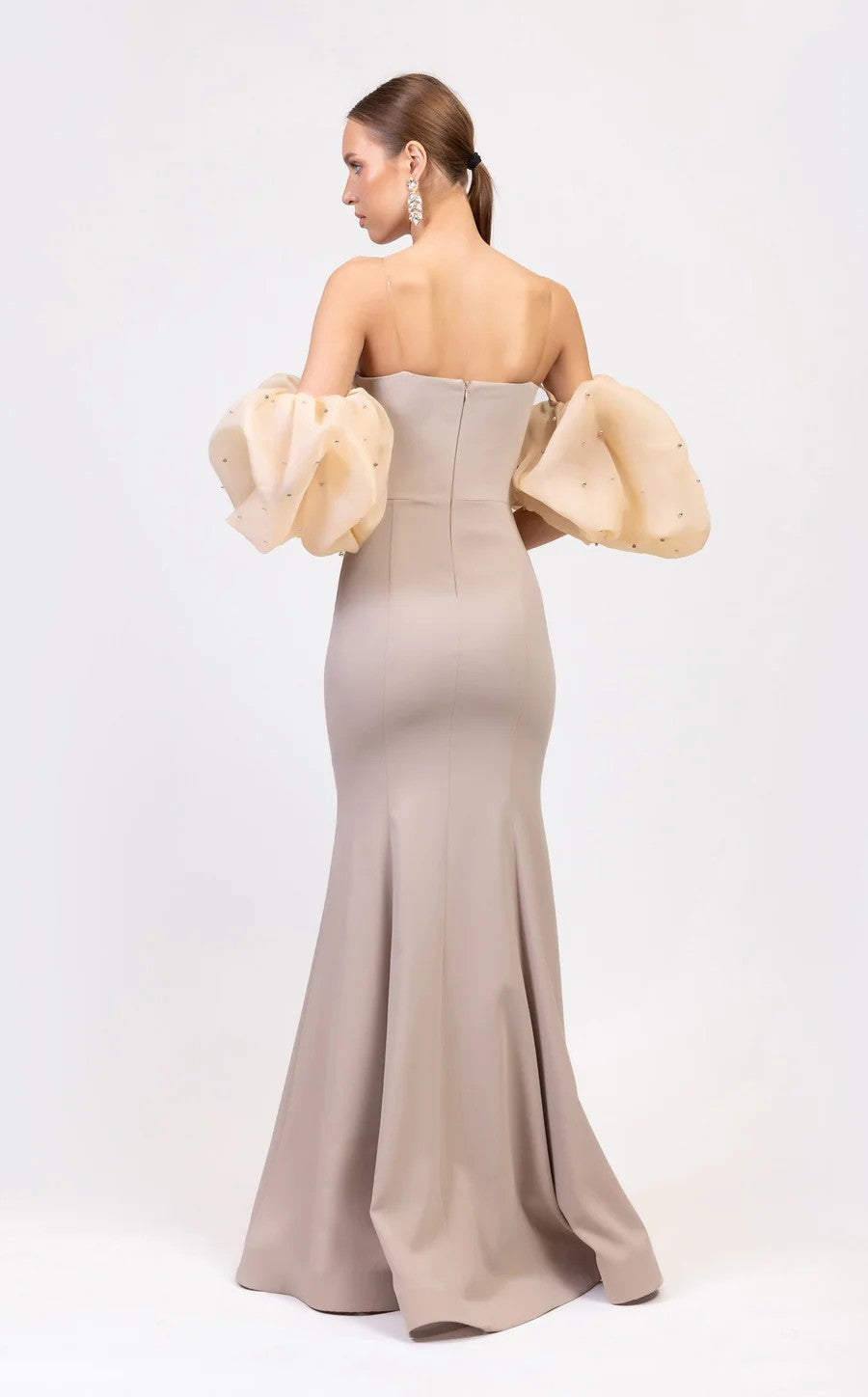Odrella 7879 Fitted Prom Long Formal Beaded Evening Dress