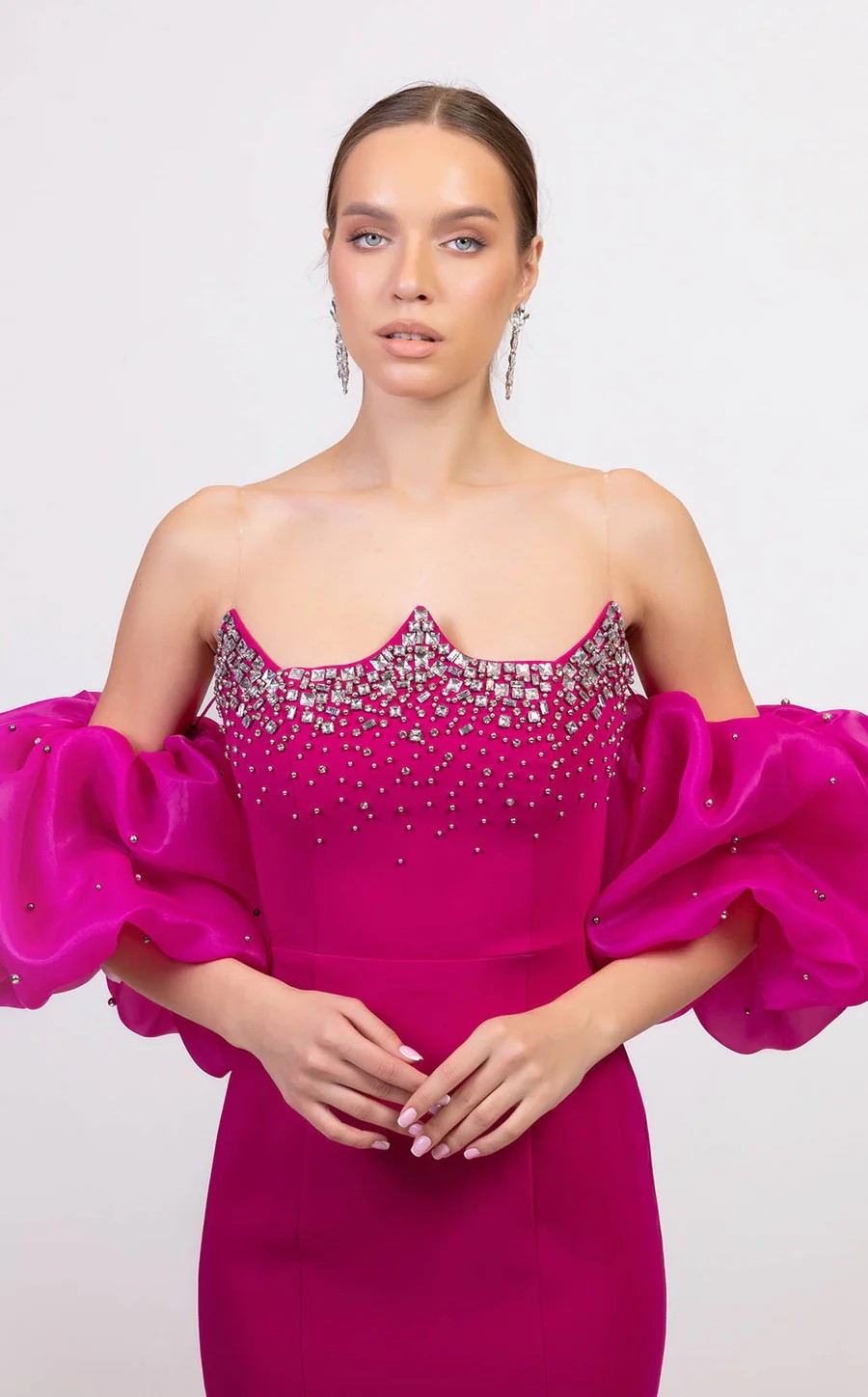 Odrella 7879 Fitted Prom Long Formal Beaded Evening Dress