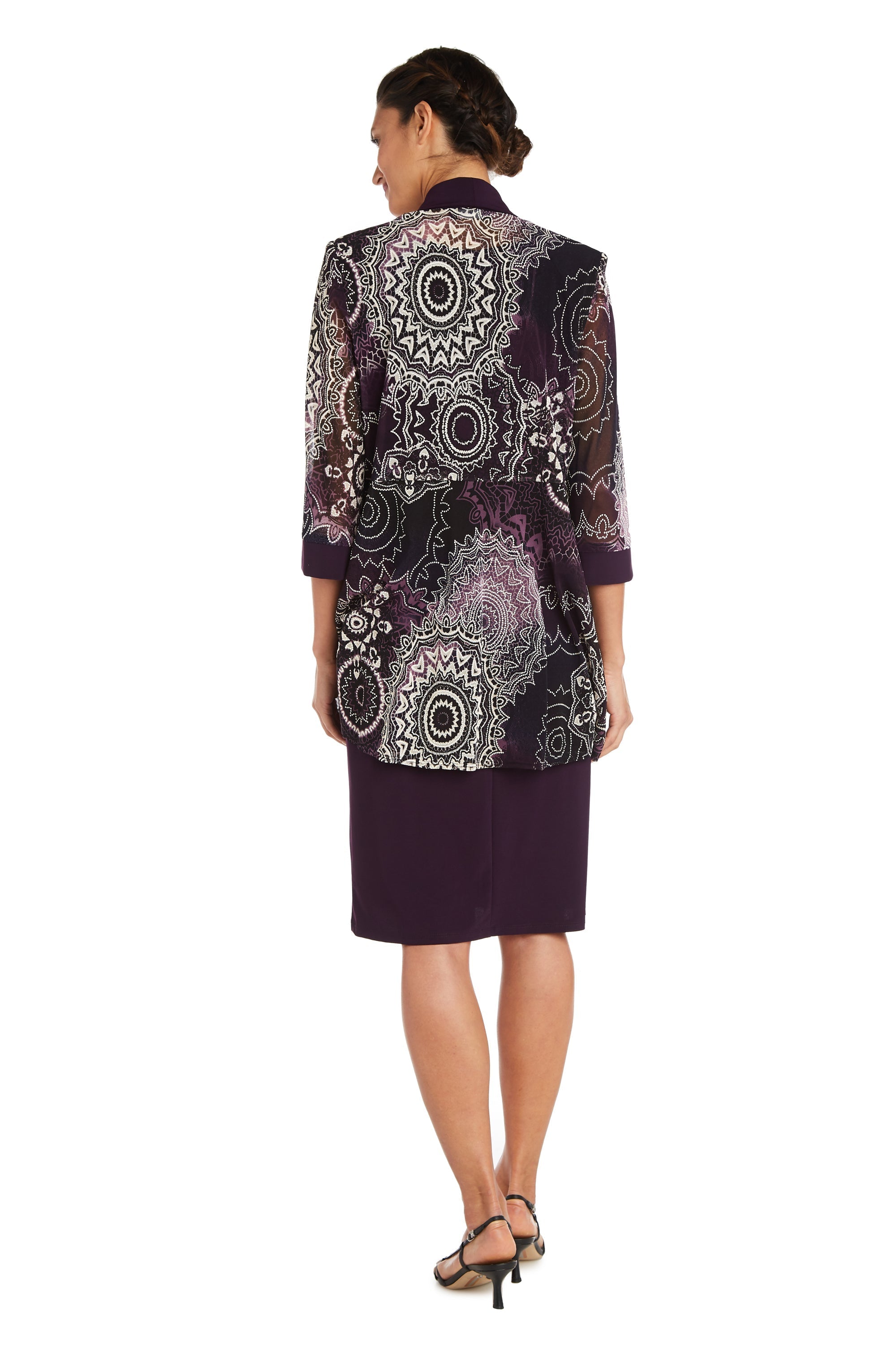 Mother of the Bride Dresses Short Floral Print Jacket Mother of the Bride Plus Size Dress Eggplant