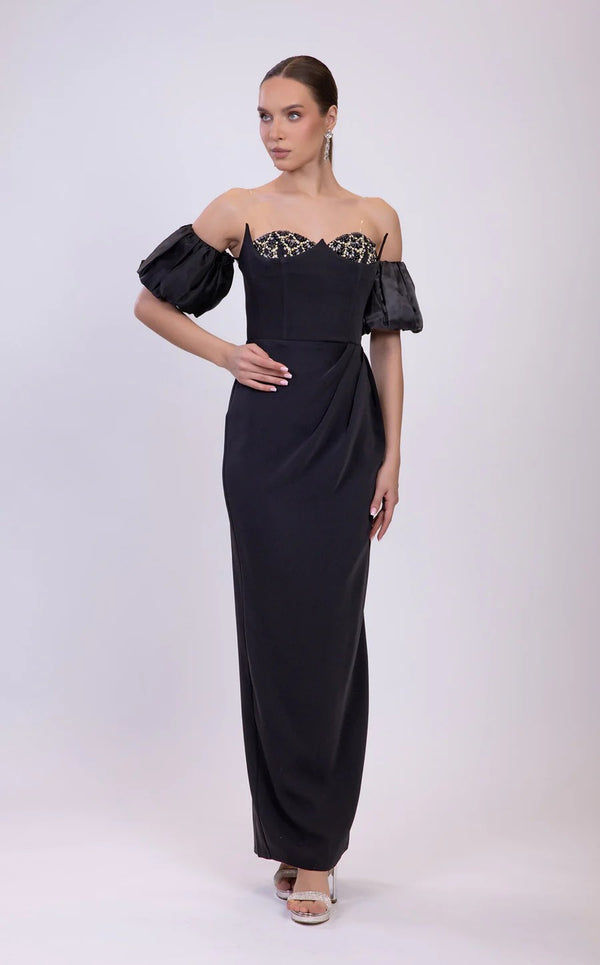 Odrella 7891 Long Beaded Formal Fitted Prom Dress