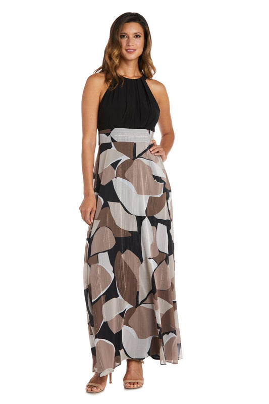 Formal Dresses Floral Pattern Long Formal Petite Dress Black/Taupe