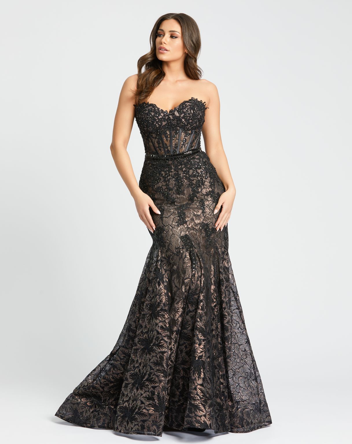 Prom Dresses Long Formal Prom Fitted Trumpet Dress Black Nude