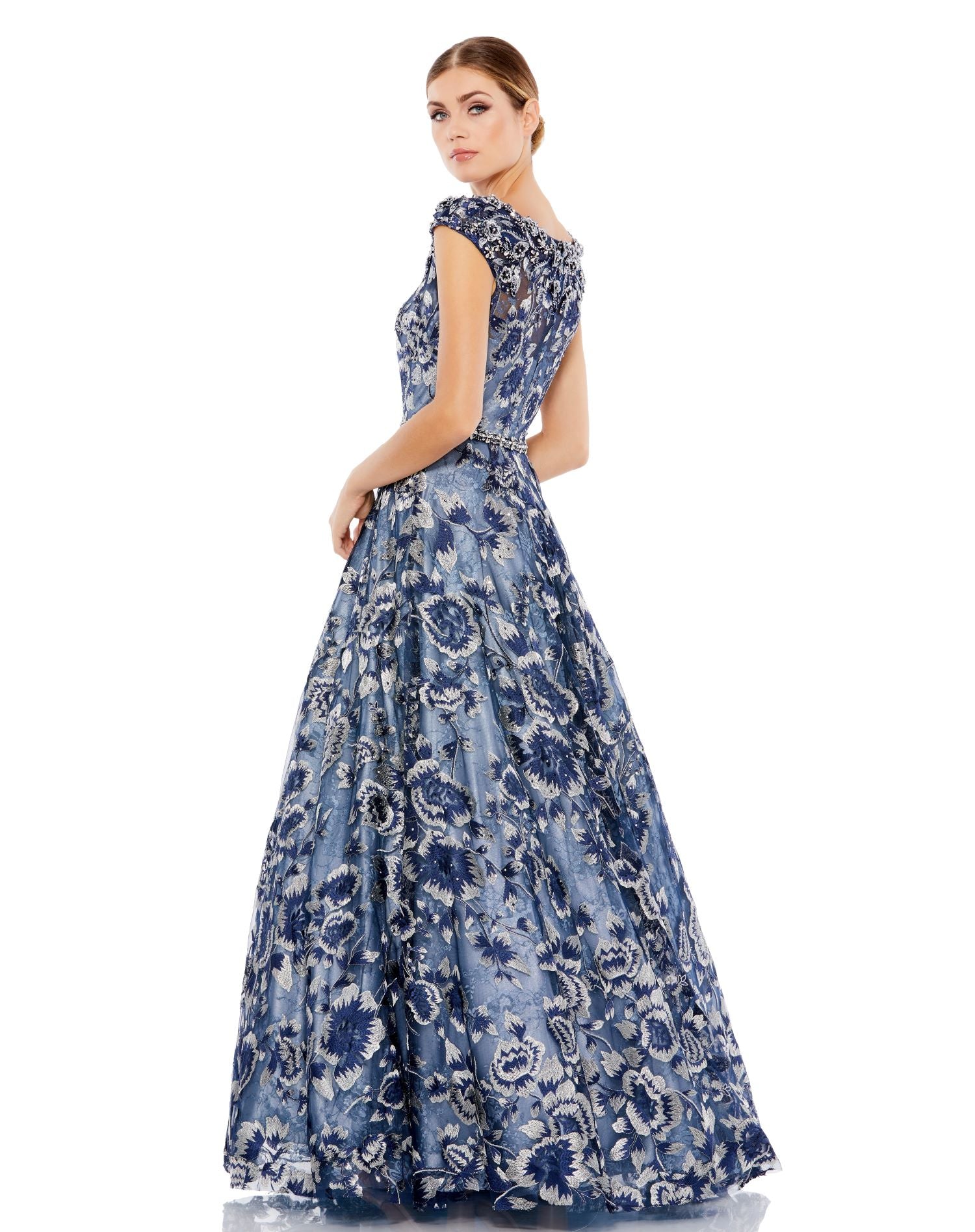 Mac Duggal 79325 Long Beaded Floral A Line Formal Prom Dress