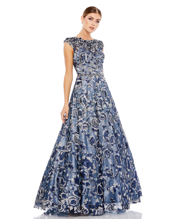 Long Beaded Floral A Line Formal Prom Dress–Beaded Floral A Line Formal Prom Long–Mac Duggal 79325