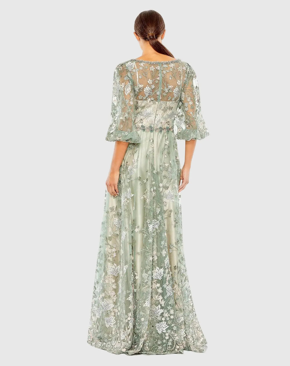 Illusion Floor-Length Lace Evening A-Line Mac Duggal 79387