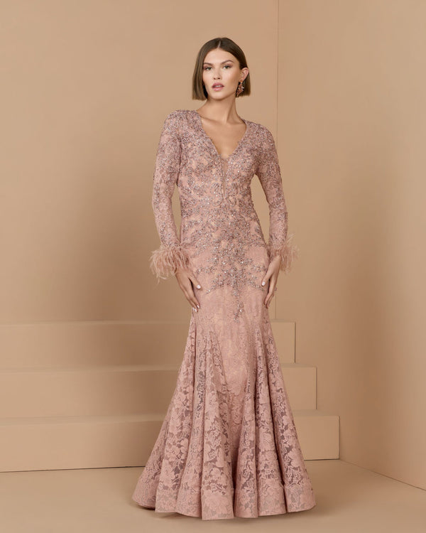 V-Neck Floor-Length Lace Formal Mermaid/Trumpet Mac Duggal 79452
