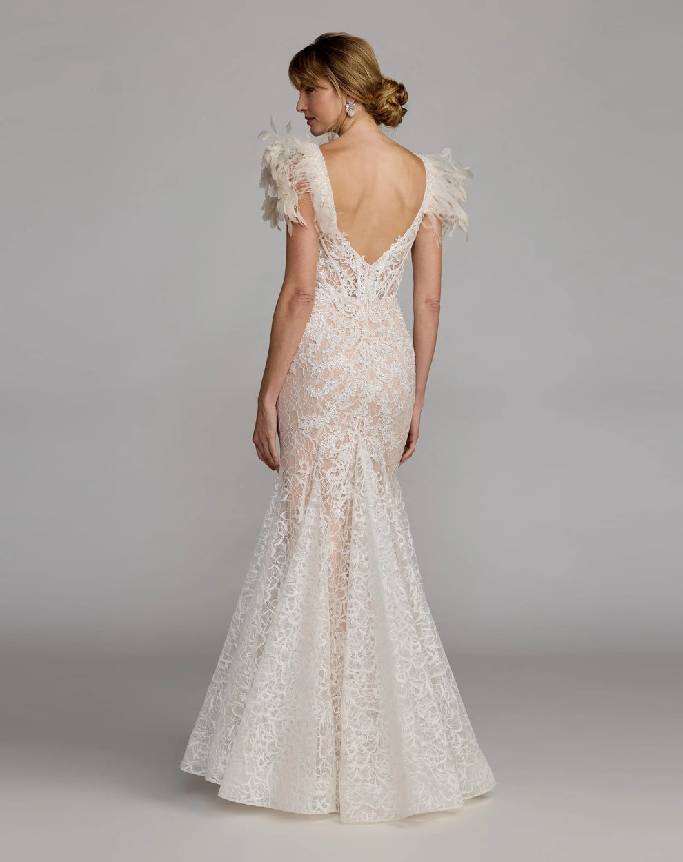 Wedding Dresses Sequin Wedding Long Mermaid Beaded Bridal Dress Mac Duggal 79453 Ivory Nude