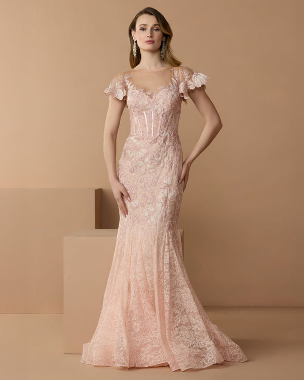 Illusion Floor-Length Lace Formal Mermaid Gown Mac Duggal 79464