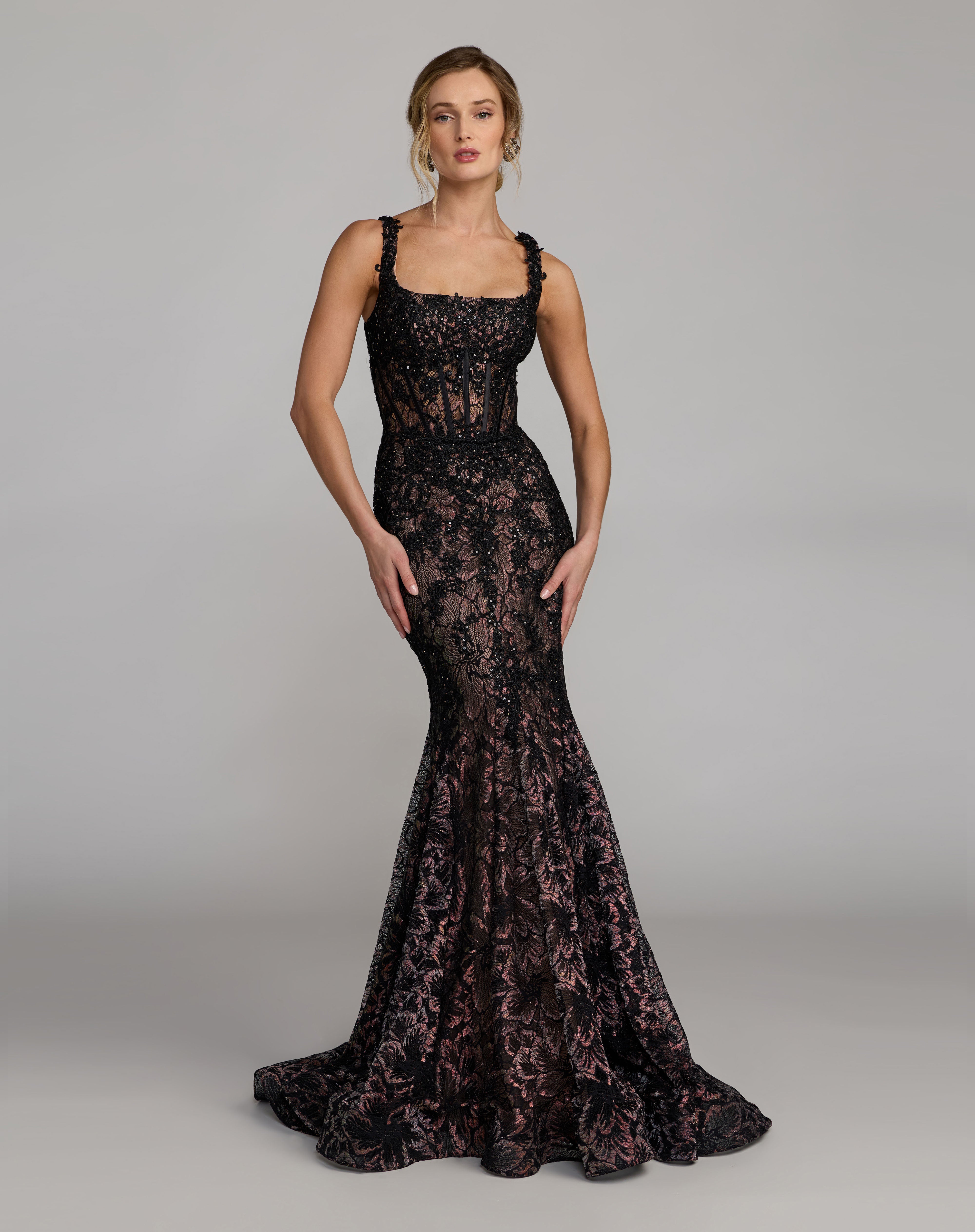 Square Floor-Length Lace Prom Mermaid/Trumpet Mac Duggal 79472