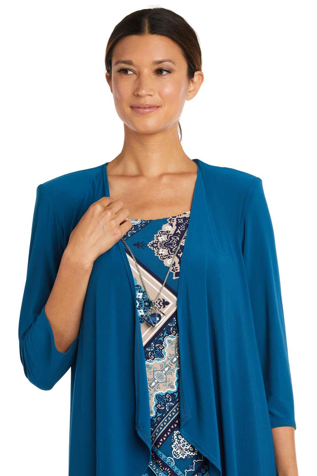 R&M Richards 7967P Short Petite Two Piece Print Jacket Dress