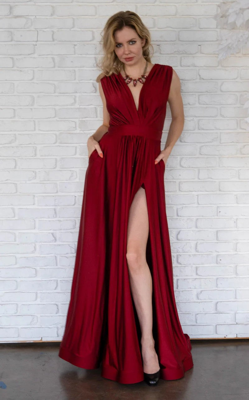 Jessica Angel 797 Long Formal A Line Evening Pocket Dress