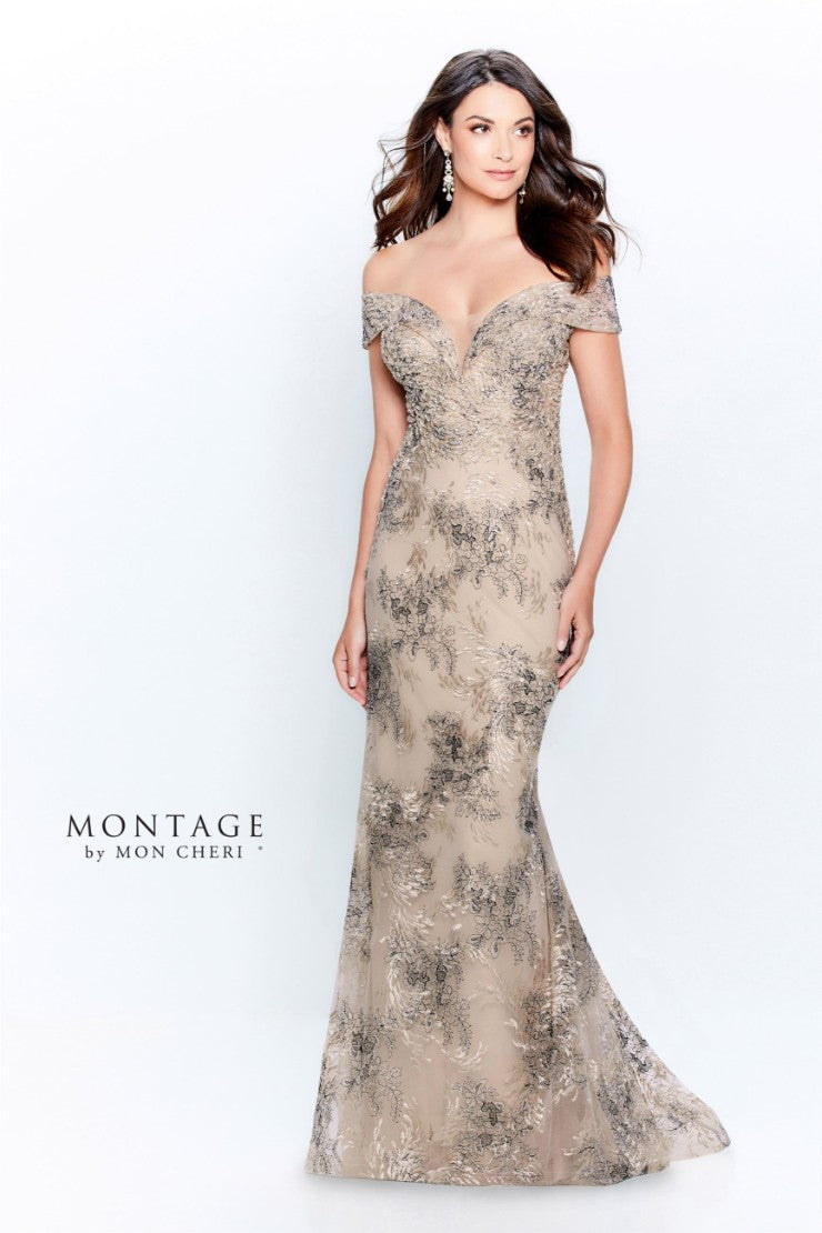 Montage 120923 Beaded Lace Long Formal Evening Dress