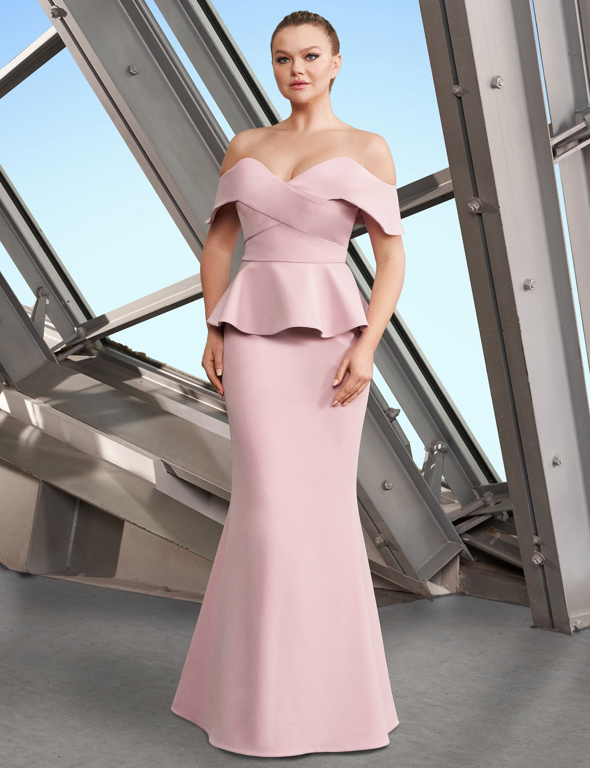 Alexander by Daymor 1151 Long Formal Peplum Evening Dress