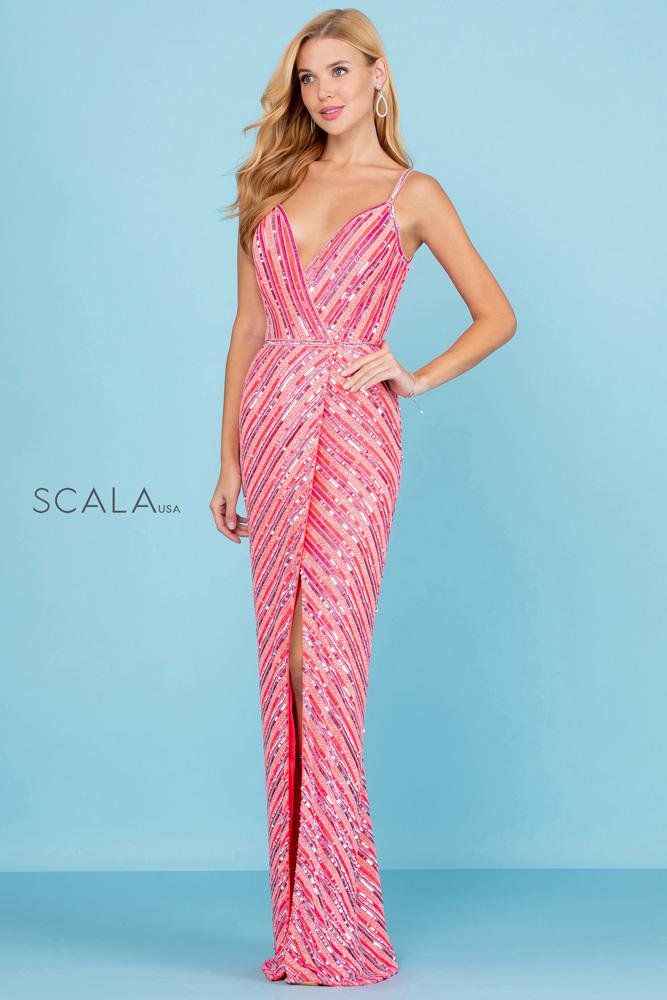 V-Neck Floor-Length Sequin Formal Mermaid Scala 60258