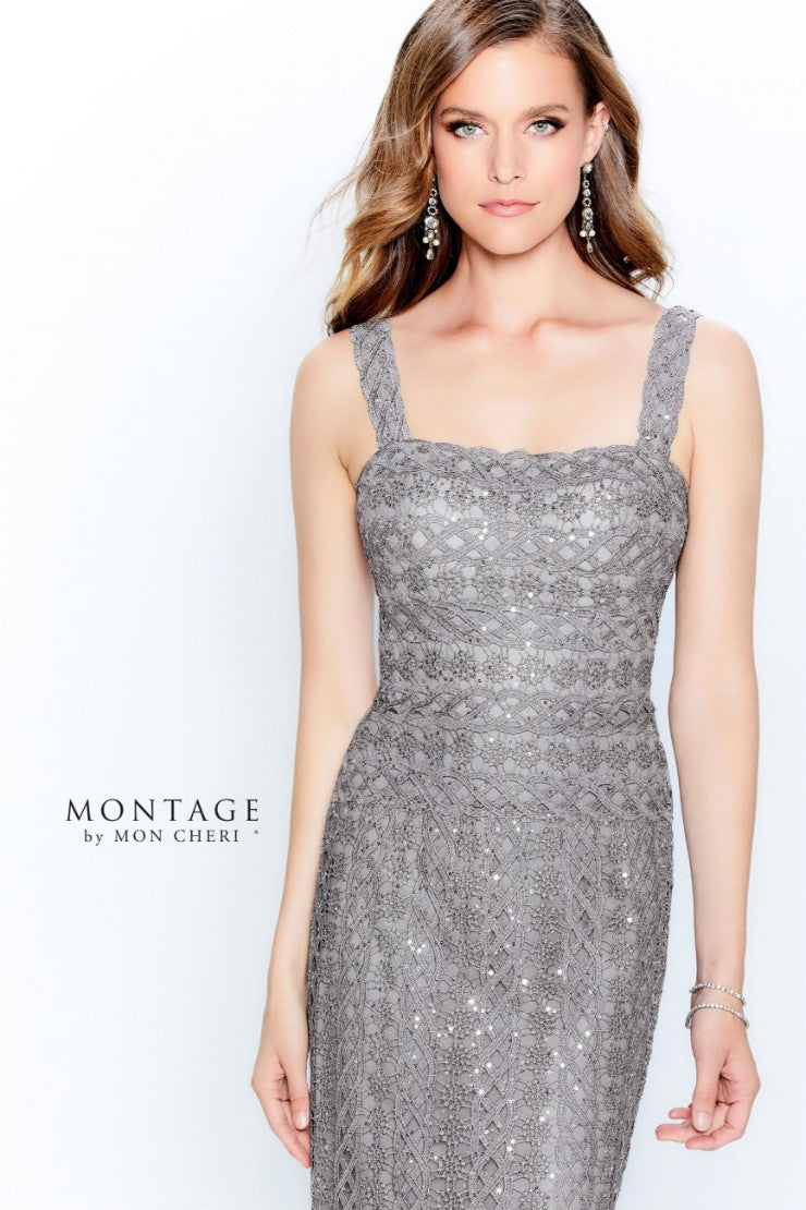Montage 120916 Sequin Long Metallic Formal Dress
