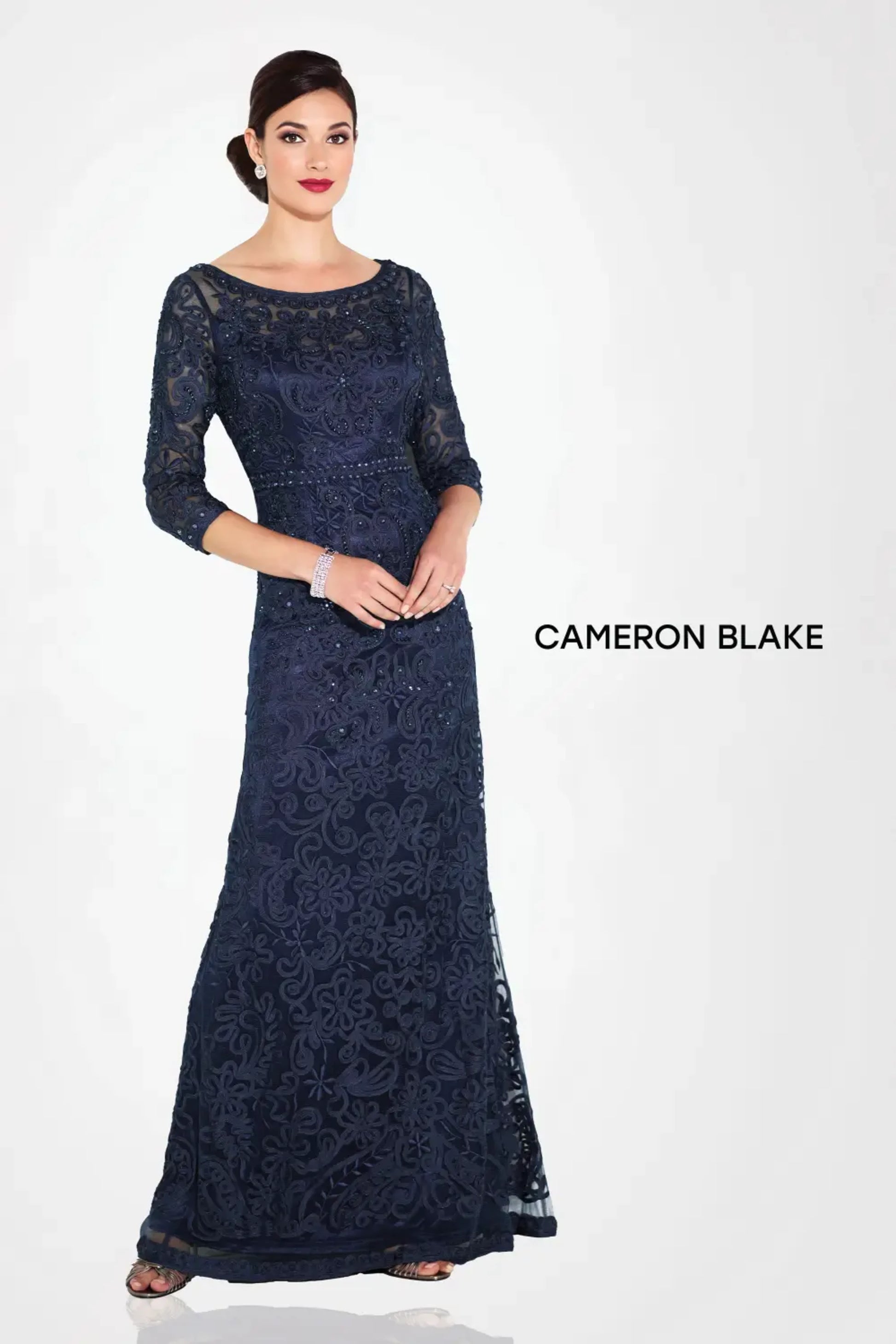 Cameron Blake 115604SL Long Formal Mother of the Bride Beaded Dress