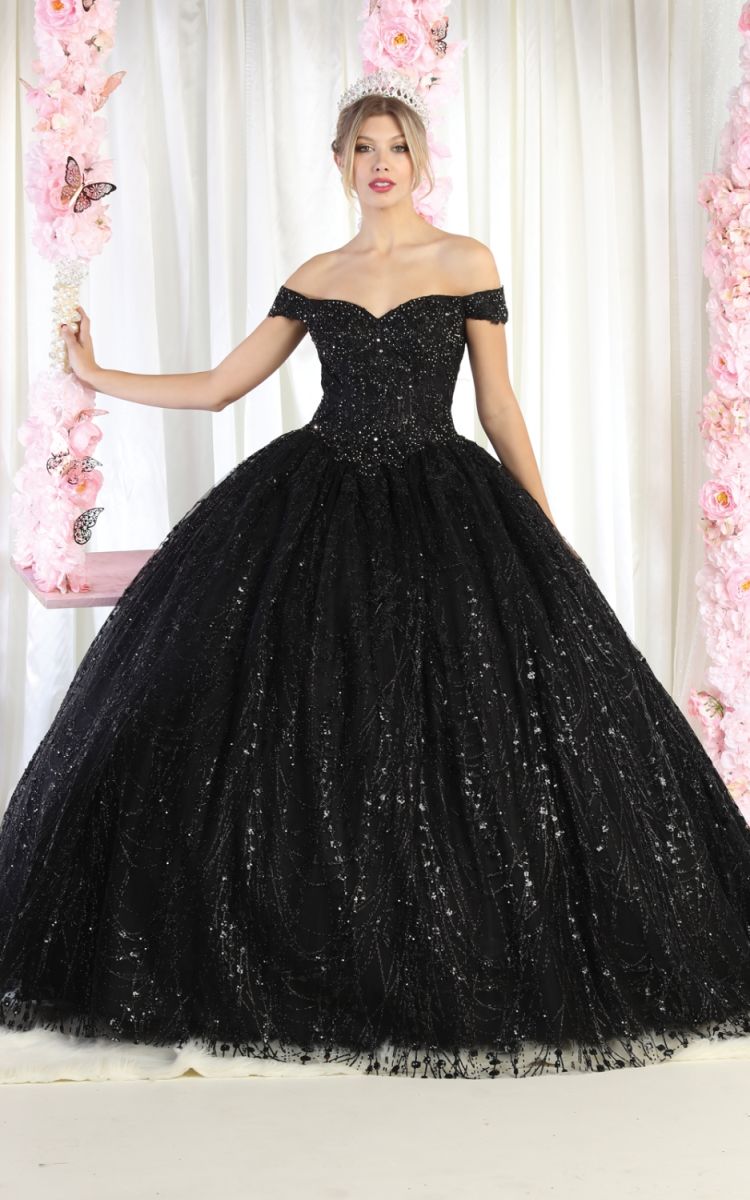 Off-the-Shoulder Floor-Length Tulle Quinceañera Ball Gown May Queen LK153