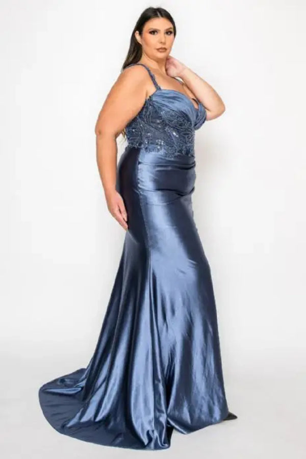 Sweetheart Floor-Length Satin Prom Sheath Column Poly USA W1182