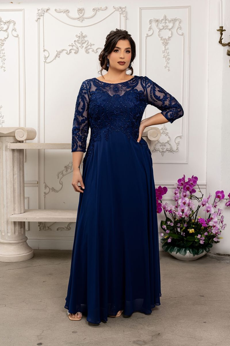 Illusion Floor-Length Chiffon Evening Gown A-Line May Queen 2210