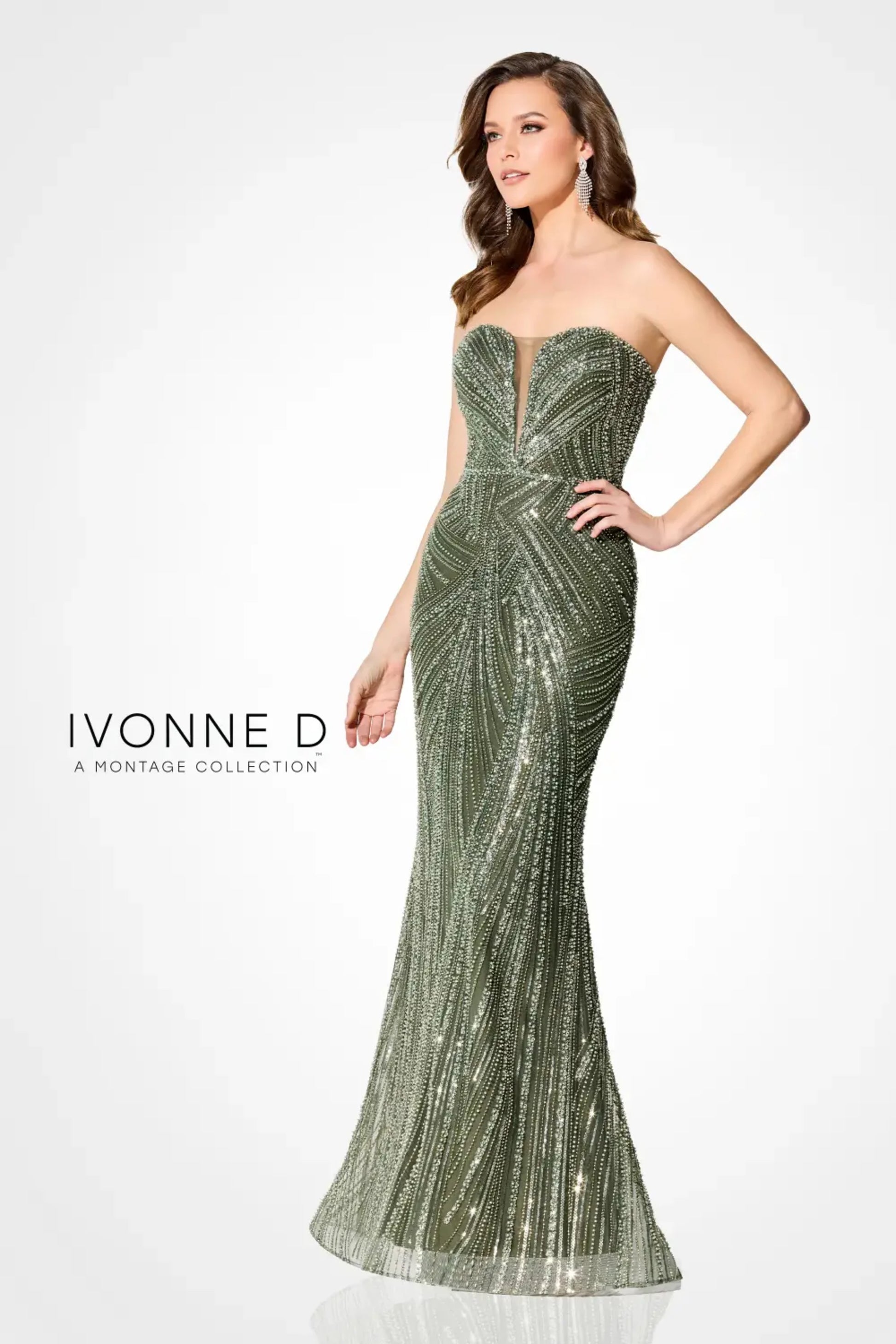 Ivonne D ID305 Beaded Formal Long Sequin Evening Gown