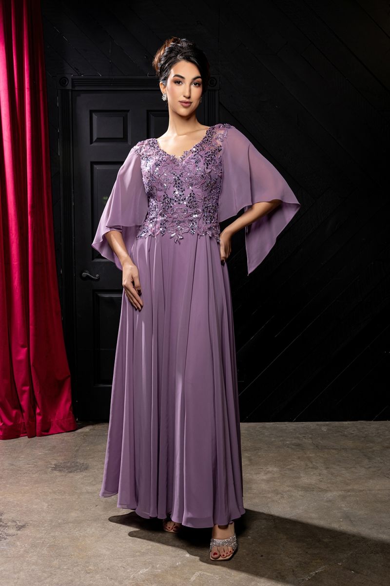 Illusion Floor-Length Chiffon Formal A-Line May Queen 2233