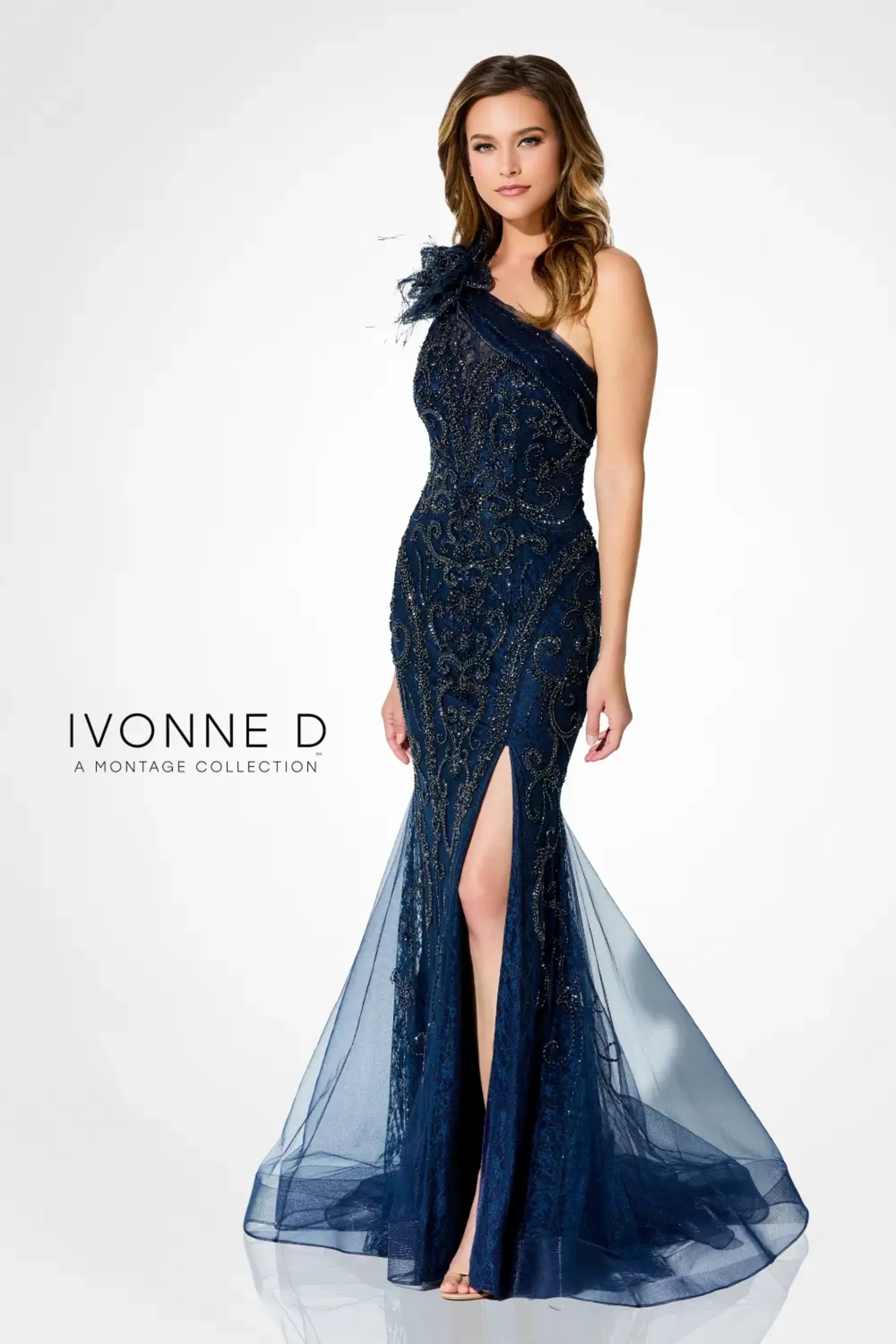 Ivonne D ID922 Formal Long Beaded Lace Sequin Evening Dress