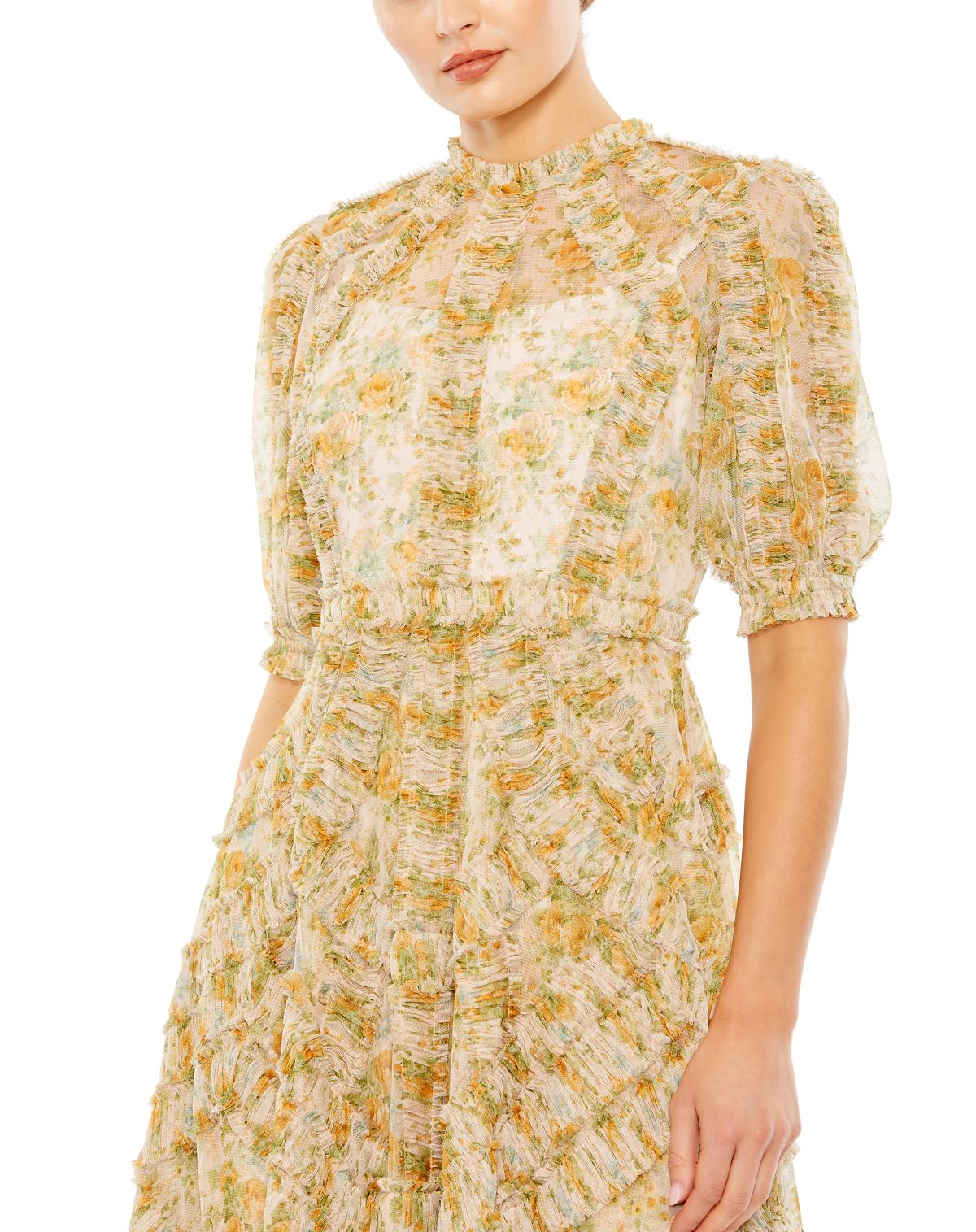 Mac Duggal 80111 Floral Print Cocktail Midi Dress