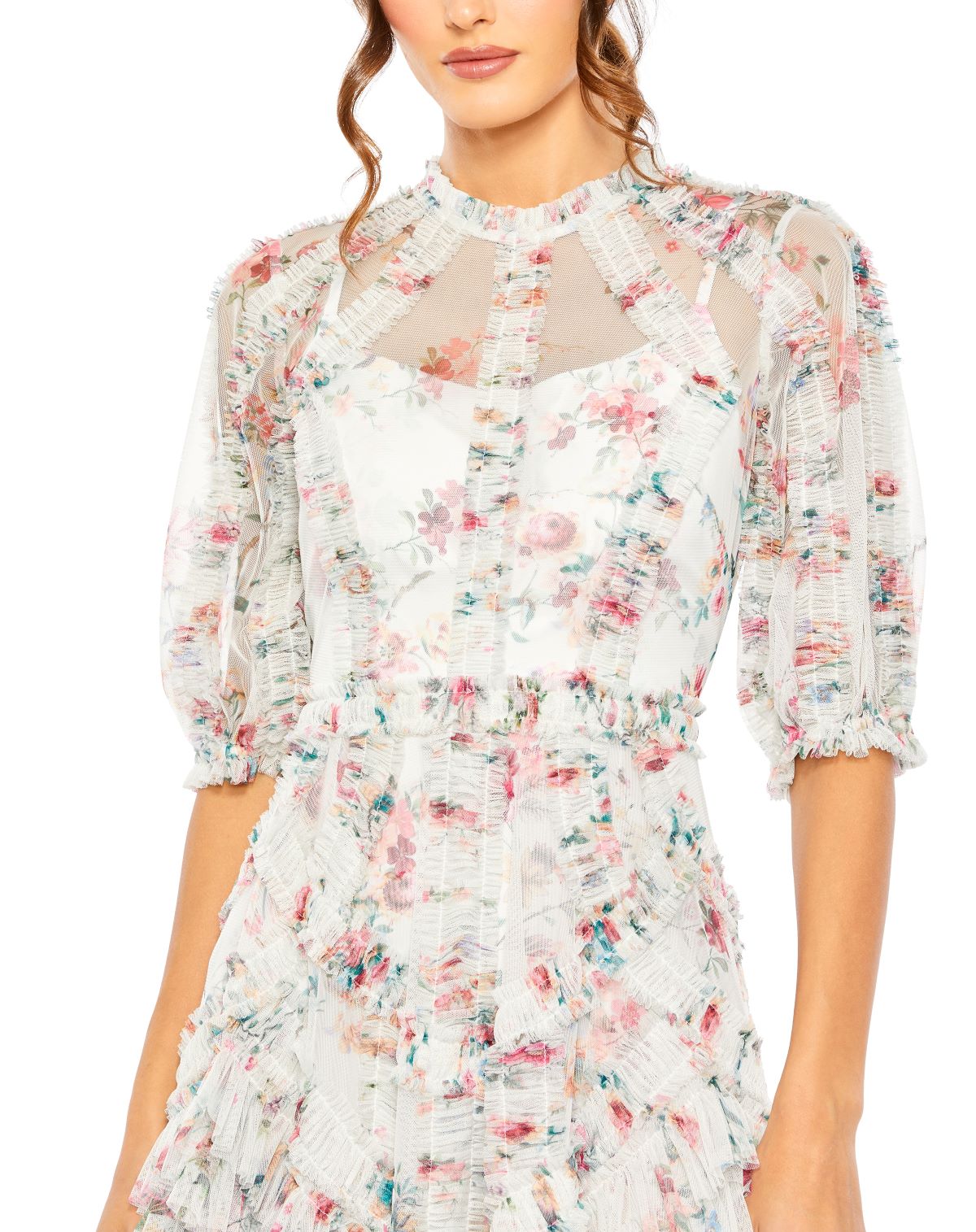 Mac Duggal 80111 Floral Print Cocktail Midi Dress