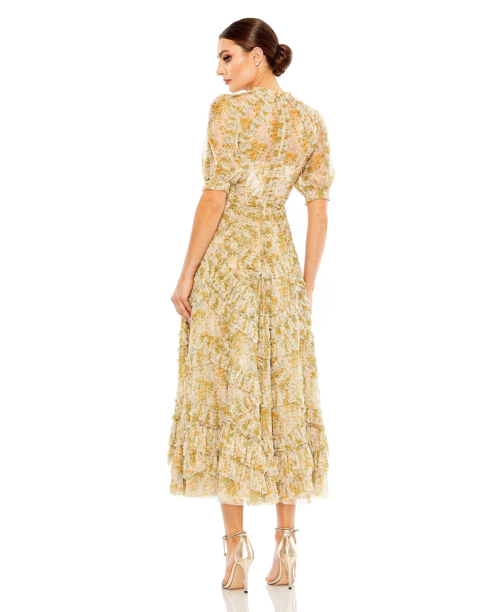 Mac Duggal 80111 Floral Print Cocktail Midi Dress