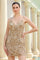 Homecoming Dresses Fitted Cocktail Homecoming Short Sequin Dress Nude Gold
