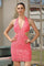 Homecoming Dresses Homecoming Beaded Sequin Short Mini Cocktail Dress Hot Pink