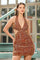 Homecoming Dresses Homecoming Beaded Sequin Short Mini Cocktail Dress Rust