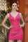 Homecoming Dresses Fitted Short Sequin Mini Homcoming Dress Red Rose