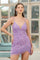Homecoming Dresses Homecoming Short Sequin Fringe Cocktail Dress Orchid