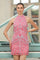 Homecoming Dresses Short Fitted Homecoming Mini Sequin Dress Strawberry