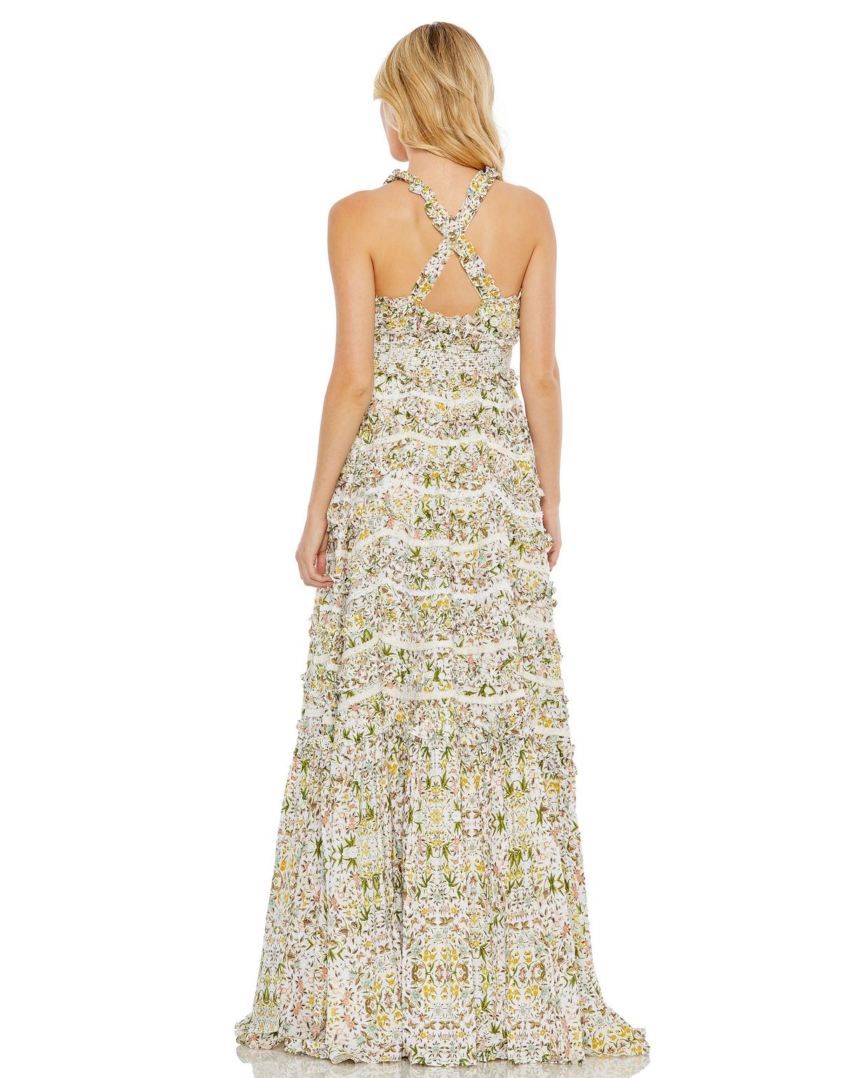 Mac Duggal 8023 Long Formal Floral Print Evening Dress