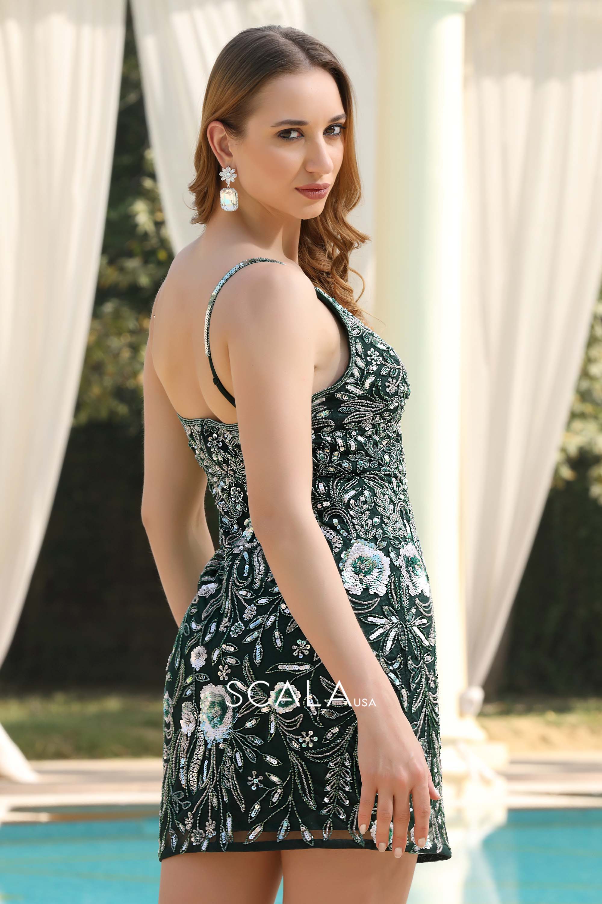 Homecoming Dresses Homecoming Short Sequin Fitted Mini Dress Dresses  Hunter Green