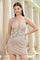 Homecoming Dresses Fitted Short Cocktail Homecoming Mini Dress Nude Silver