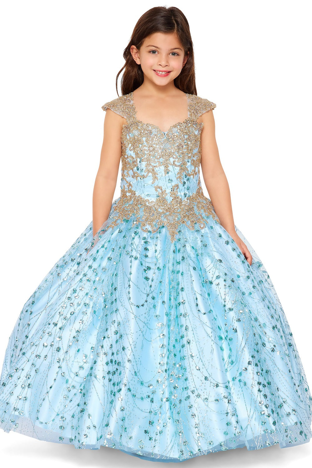 Cinderella Couture 8024 Flower Girl Beaded Applique Glitter Dress