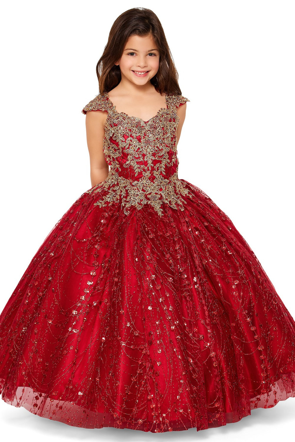 Cinderella Couture 8024 Flower Girl Beaded Applique Glitter Dress