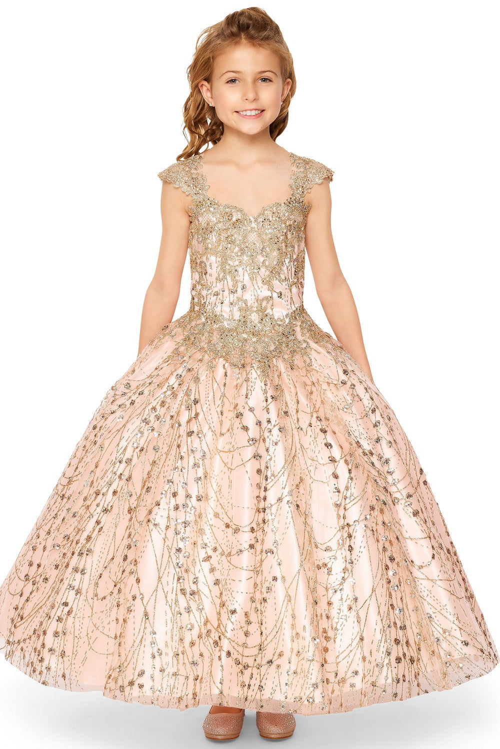 Cinderella Couture 8024 Flower Girl Beaded Applique Glitter Dress