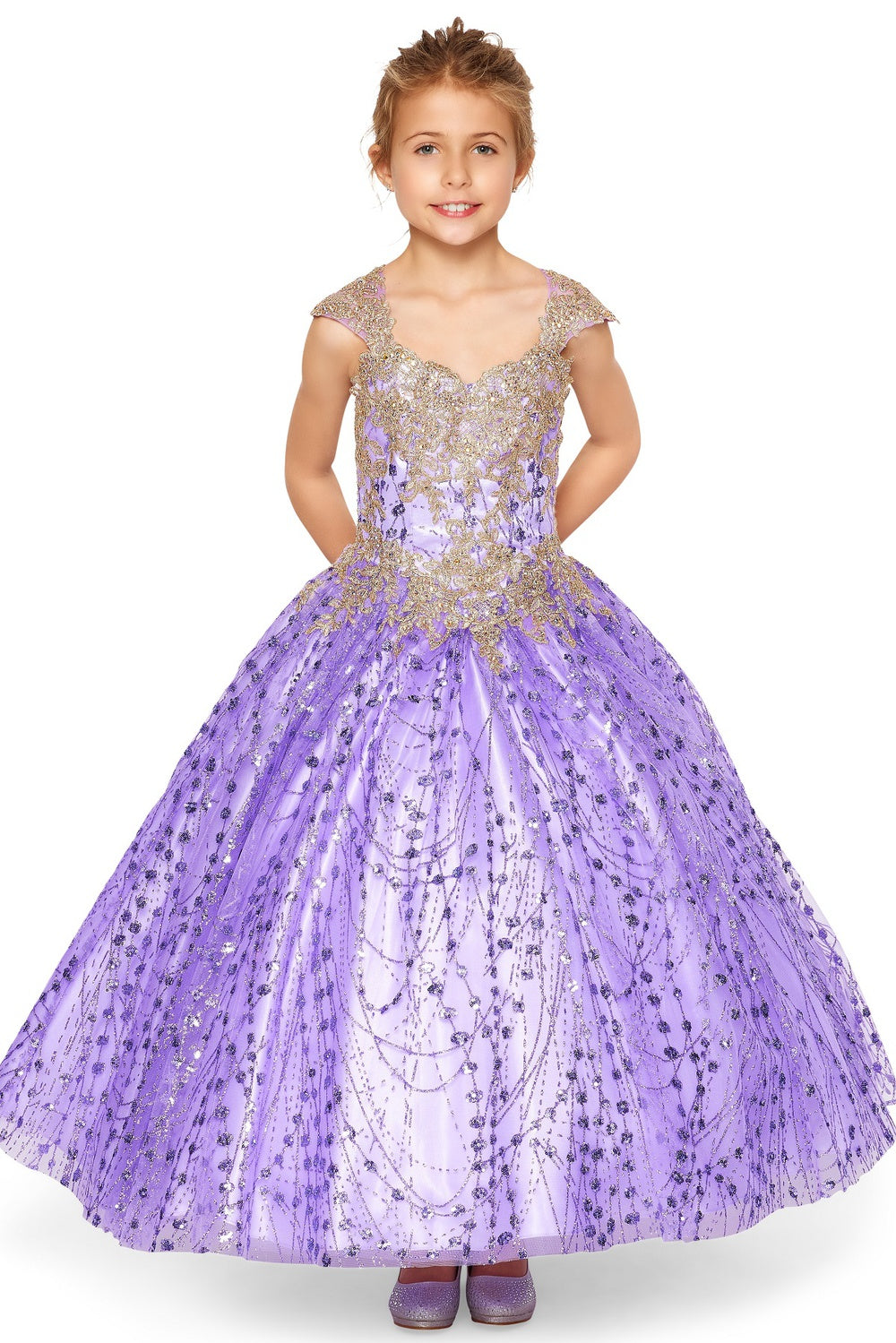 Cinderella Couture 8024 Flower Girl Beaded Applique Glitter Dress