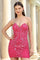 Homecoming Dresses Short Cocktail Sequin Mini Homecoming Dress Red Rose
