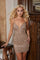Homecoming Dresses Homecoming Short Fitted Sequin Mini Dress Beige