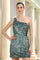 Homecoming Dresses Short Cocktail Fitted Sequin Homecoming Dress Deep Green