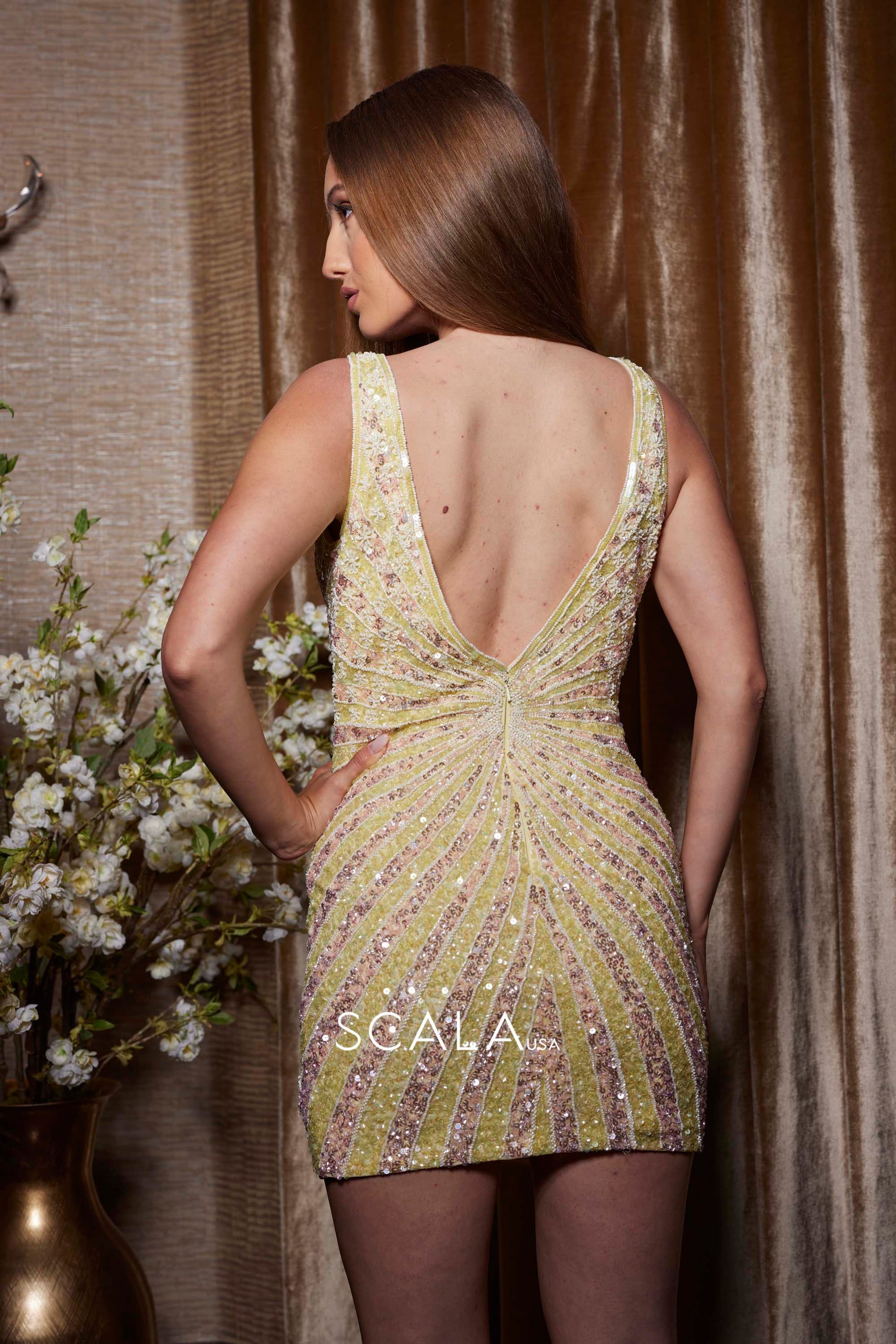 Scala 80263 Homecoming Short Fitted Sequin Dress